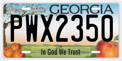 GA license plate PWX2350