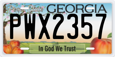 GA license plate PWX2357