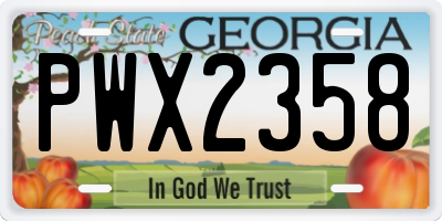 GA license plate PWX2358
