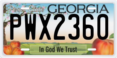 GA license plate PWX2360