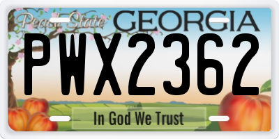 GA license plate PWX2362