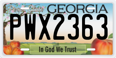 GA license plate PWX2363