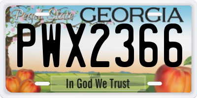 GA license plate PWX2366