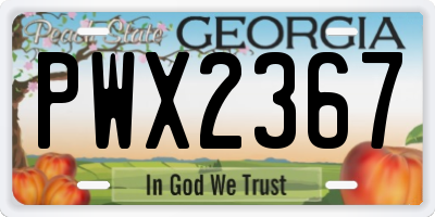 GA license plate PWX2367