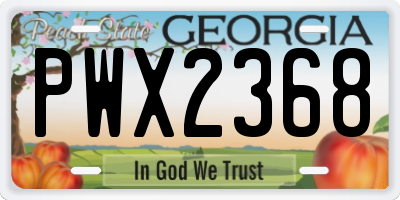 GA license plate PWX2368