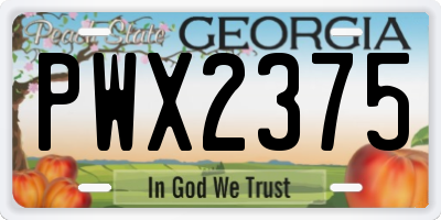 GA license plate PWX2375