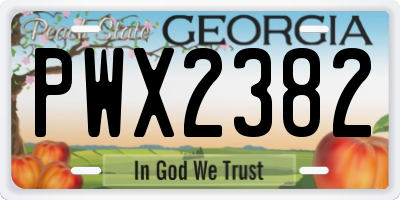 GA license plate PWX2382