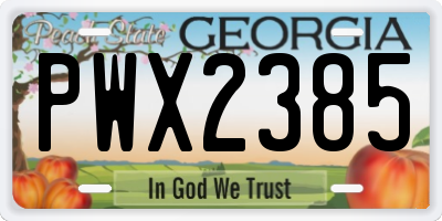 GA license plate PWX2385