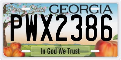 GA license plate PWX2386