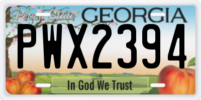 GA license plate PWX2394