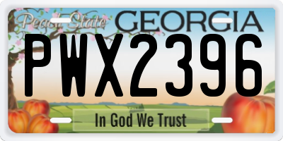 GA license plate PWX2396