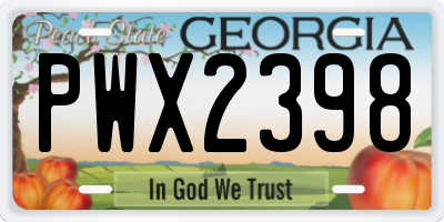 GA license plate PWX2398