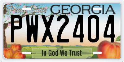 GA license plate PWX2404