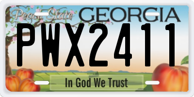 GA license plate PWX2411