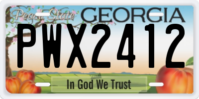 GA license plate PWX2412