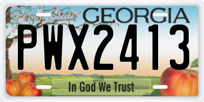 GA license plate PWX2413