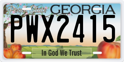 GA license plate PWX2415