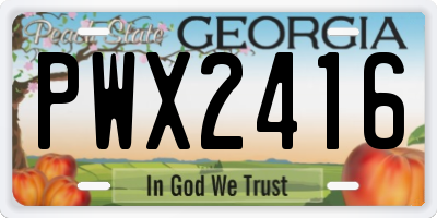 GA license plate PWX2416