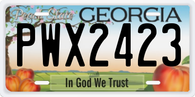 GA license plate PWX2423