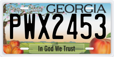 GA license plate PWX2453