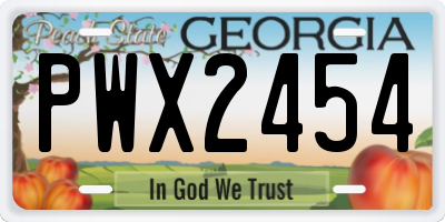 GA license plate PWX2454