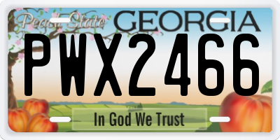 GA license plate PWX2466