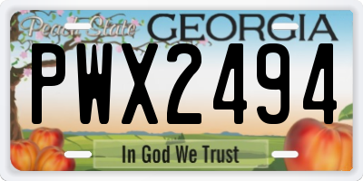 GA license plate PWX2494