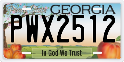 GA license plate PWX2512