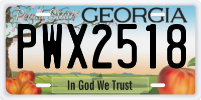 GA license plate PWX2518