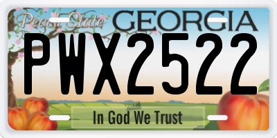 GA license plate PWX2522
