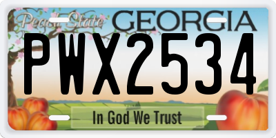 GA license plate PWX2534