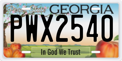 GA license plate PWX2540