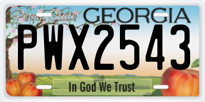 GA license plate PWX2543