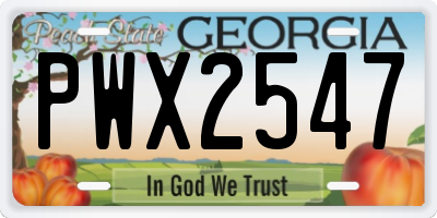 GA license plate PWX2547