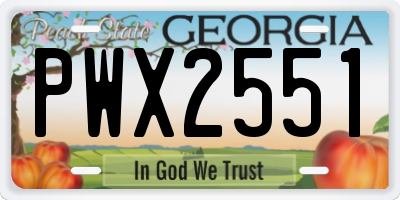 GA license plate PWX2551