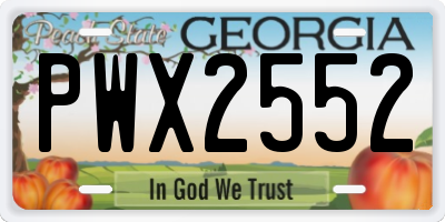 GA license plate PWX2552