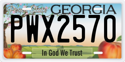GA license plate PWX2570