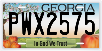 GA license plate PWX2575