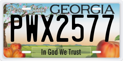 GA license plate PWX2577