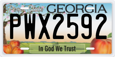 GA license plate PWX2592