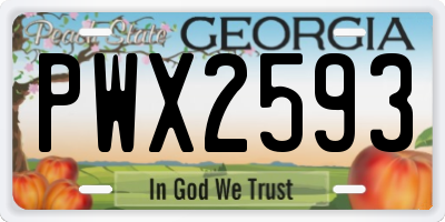 GA license plate PWX2593