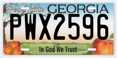 GA license plate PWX2596