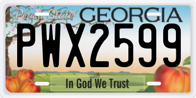 GA license plate PWX2599