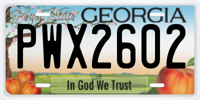 GA license plate PWX2602