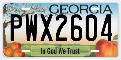 GA license plate PWX2604