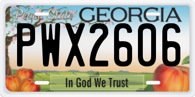 GA license plate PWX2606