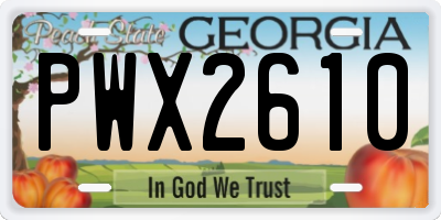 GA license plate PWX2610