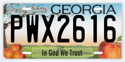 GA license plate PWX2616