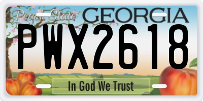 GA license plate PWX2618