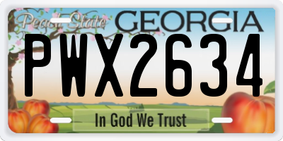 GA license plate PWX2634